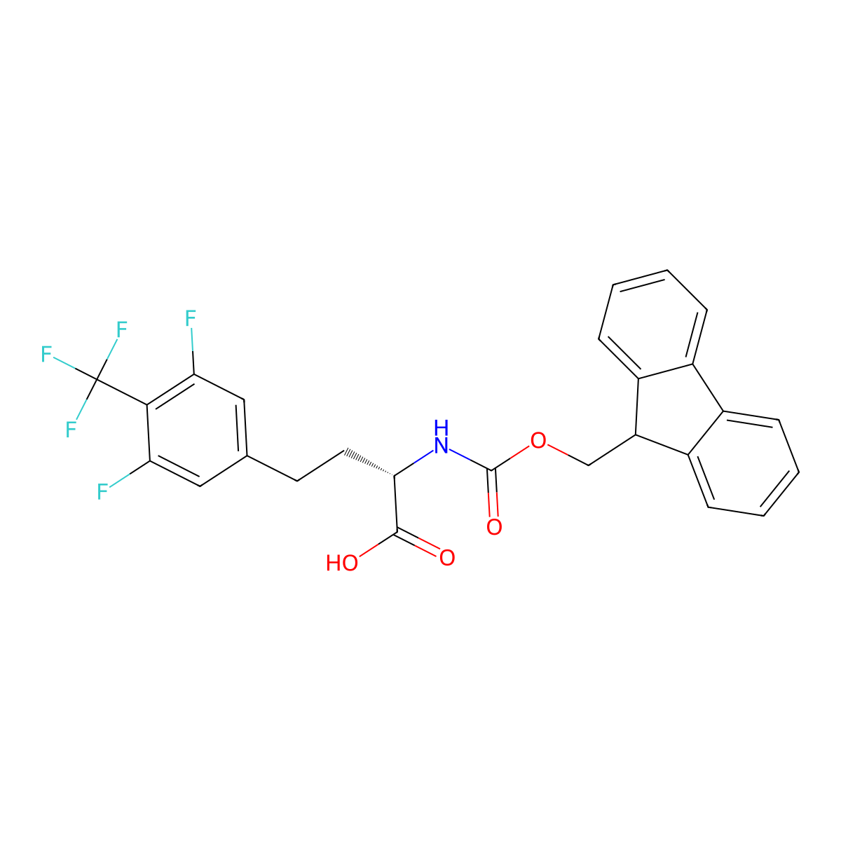 (alphaS)-alpha-[[(9H-Fluoren-9-ylmethoxy)carbonyl]amino]-3,5-difluoro-4-(trifluoromethyl)benzenebutanoic acid molecular structure, CAS 2642726-47-2