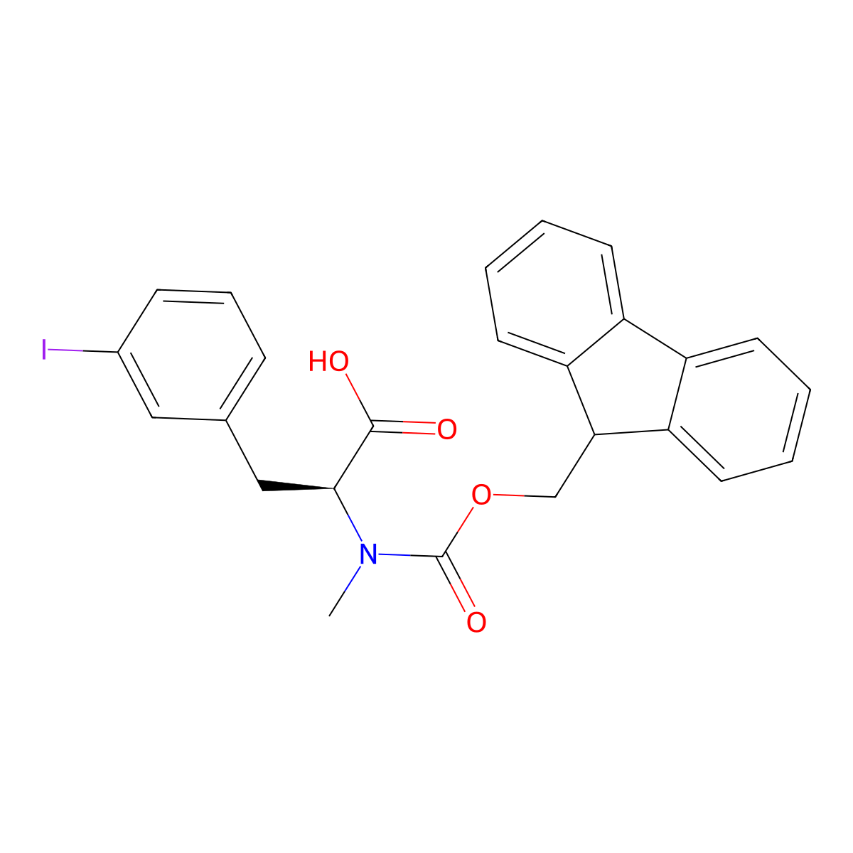 Fmoc-N-Me-Phe(3-I)-OH molecular structure, CAS 2642726-58-5
