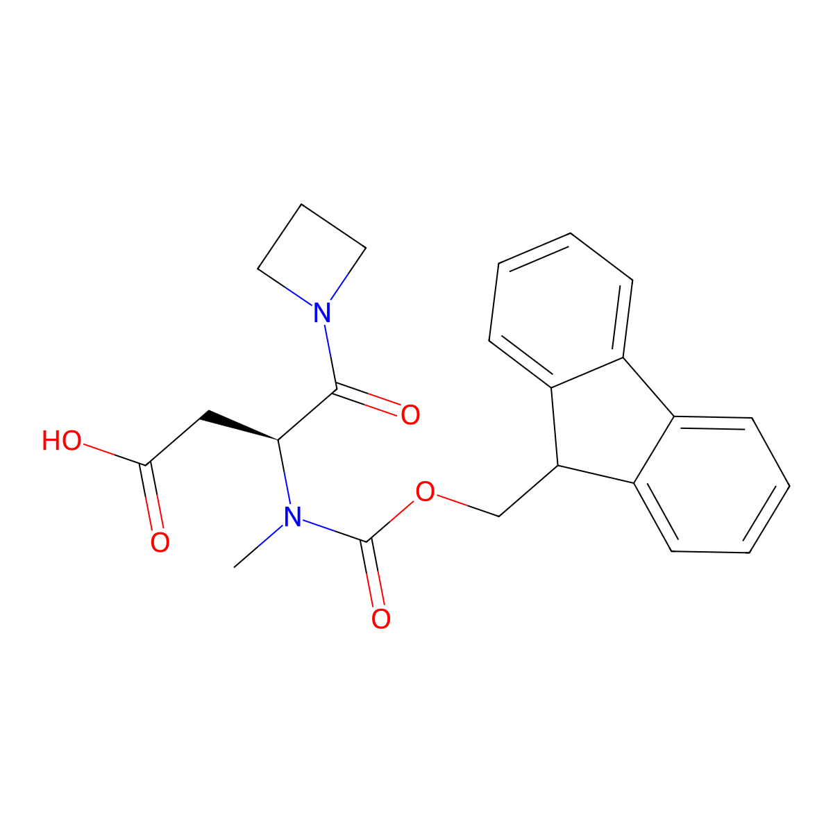 (S)-3-((((9H-fluoren-9-yl)methoxy)carbonyl)(methyl)amino)-4-(azetidin-1-yl)-4-oxobutanoic acid molecular structure, CAS 2642726-72-3