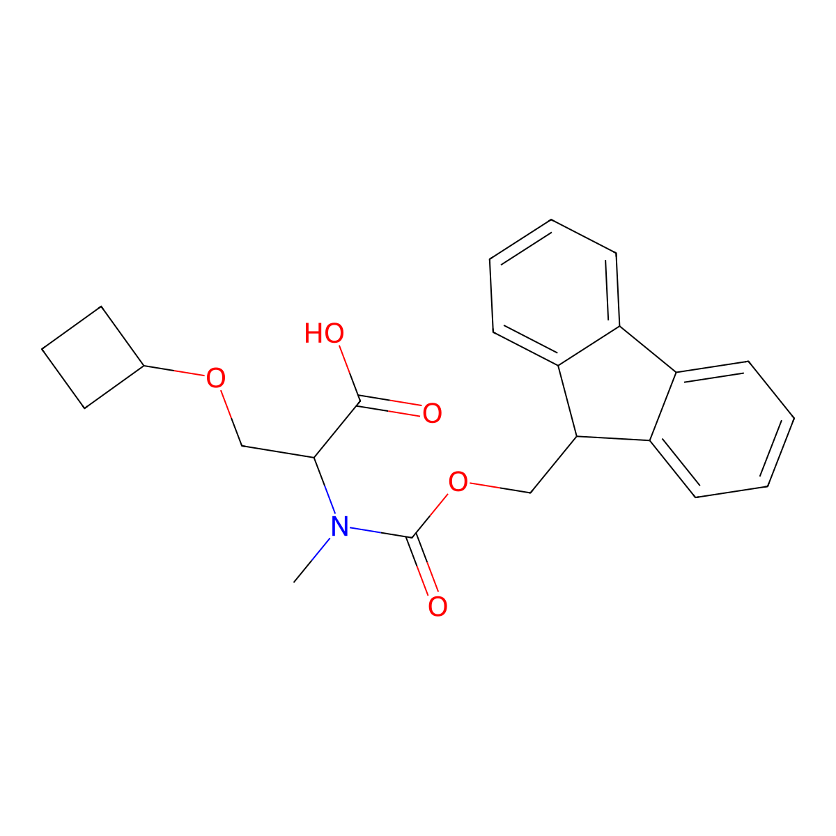 3-cyclobutoxy-2-({[(9H-fluoren-9-yl)methoxy]carbonyl}(methyl)amino)propanoic acid molecular structure, CAS 2642729-39-1