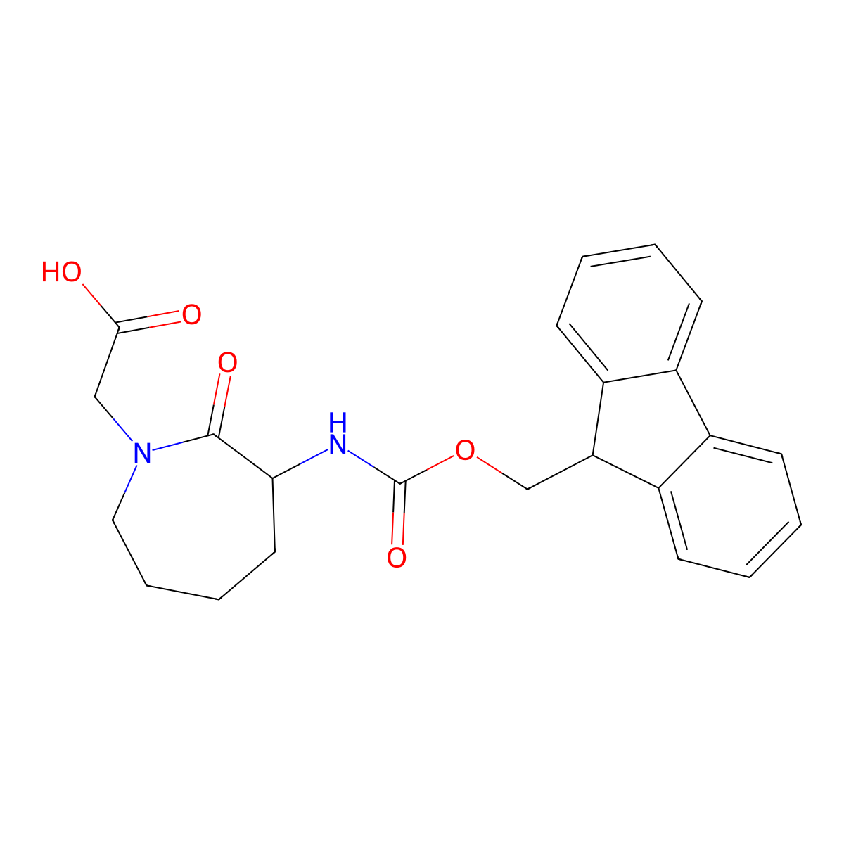 2-(3-((((9H-fluoren-9-yl)methoxy)carbonyl)amino)-2-oxoazepan-1-yl)acetic acid molecular structure, CAS 264273-09-8