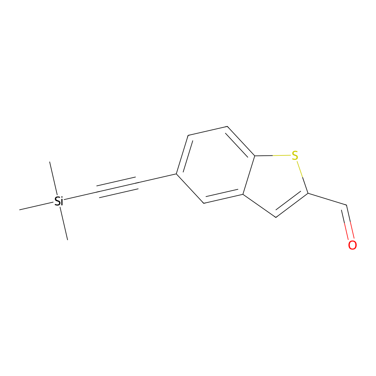 5-[2-(Trimethylsilyl)ethynyl]-1-benzothiophene-2-carbaldehyde molecular structure, CAS 2642743-52-8