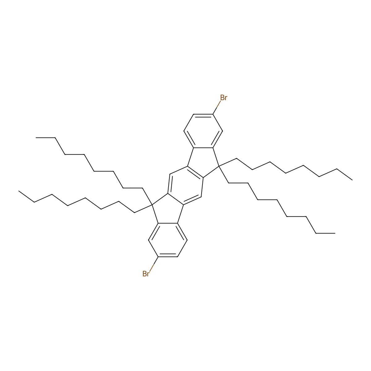 2,8-Dibromo-6,6,12,12-tetraoctyl-6,12-dihydroindeno[1,2-b]fluorene molecular structure, CAS 264281-45-0