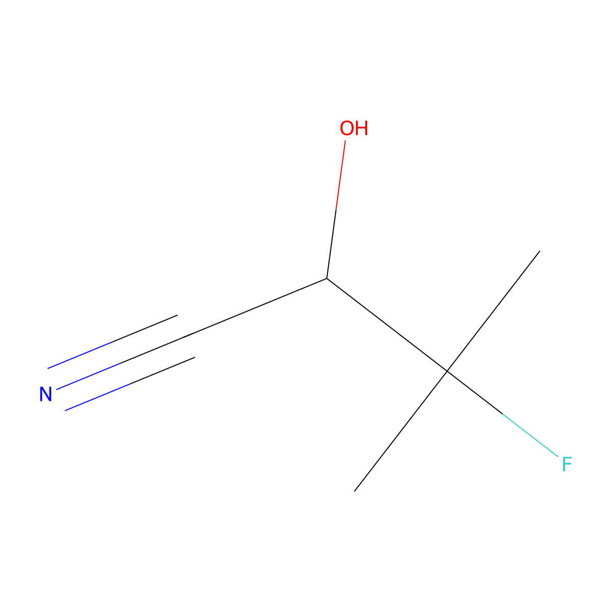 3-Fluoro-2-hydroxy-3-methylbutanenitrile molecular structure, CAS 26429-35-6
