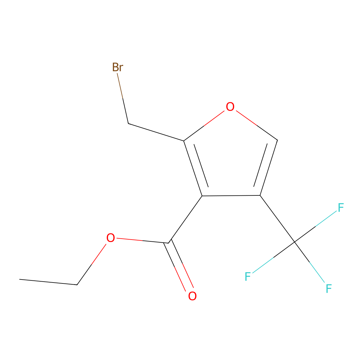 Ethyl 2-(bromomethyl)-4-(trifluoromethyl)furan-3-carboxylate molecular structure, CAS 26431-56-1