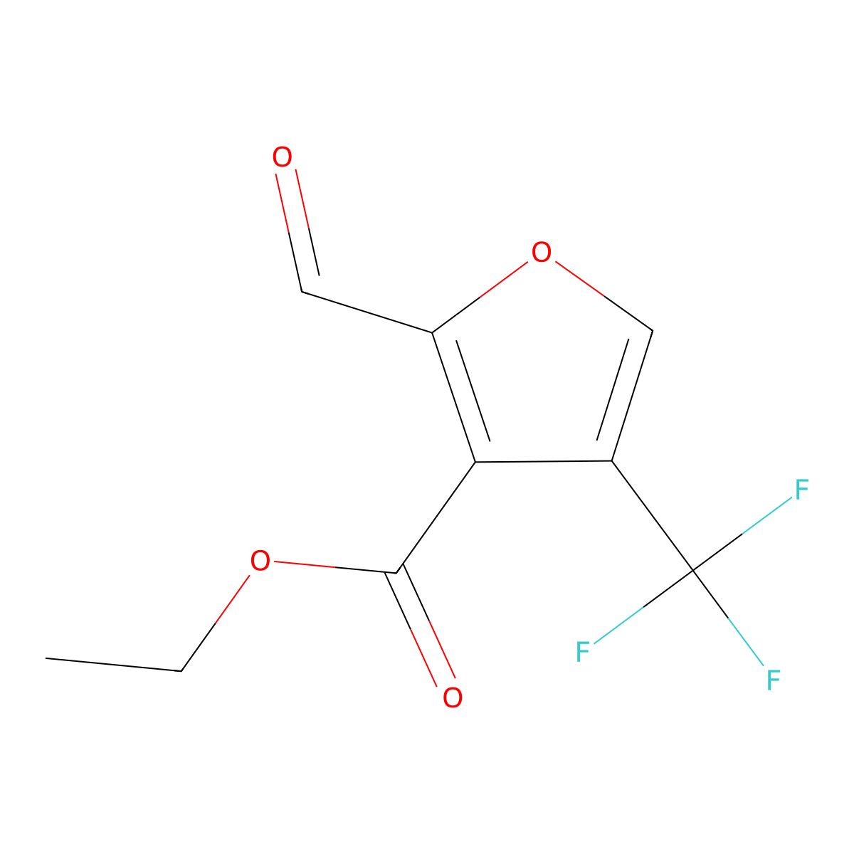 Ethyl 2-formyl-4-(trifluoromethyl)furan-3-carboxylate molecular structure, CAS 26431-58-3
