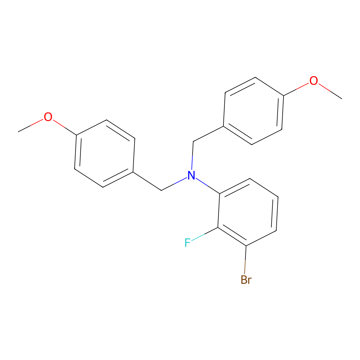 3-bromo-2-fluoro-N,N-bis(4-methoxybenzyl)aniline molecular structure, CAS 2643318-70-9