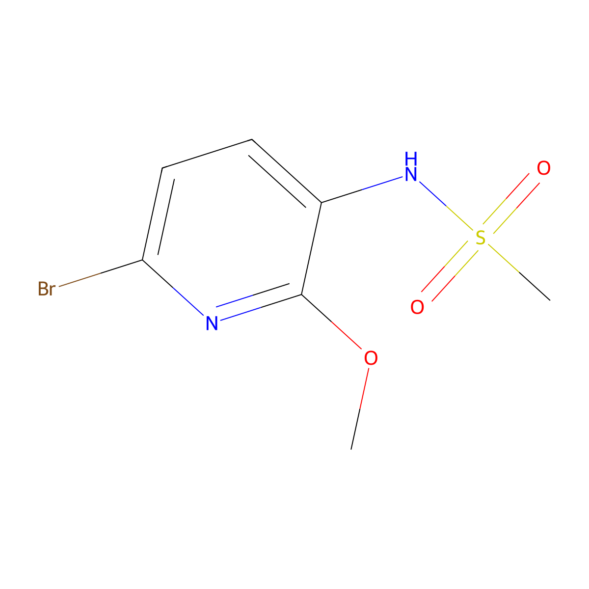 N-(6-bromo-2-methoxypyridin-3-yl)methanesulfonamide molecular structure, CAS 2643340-58-1