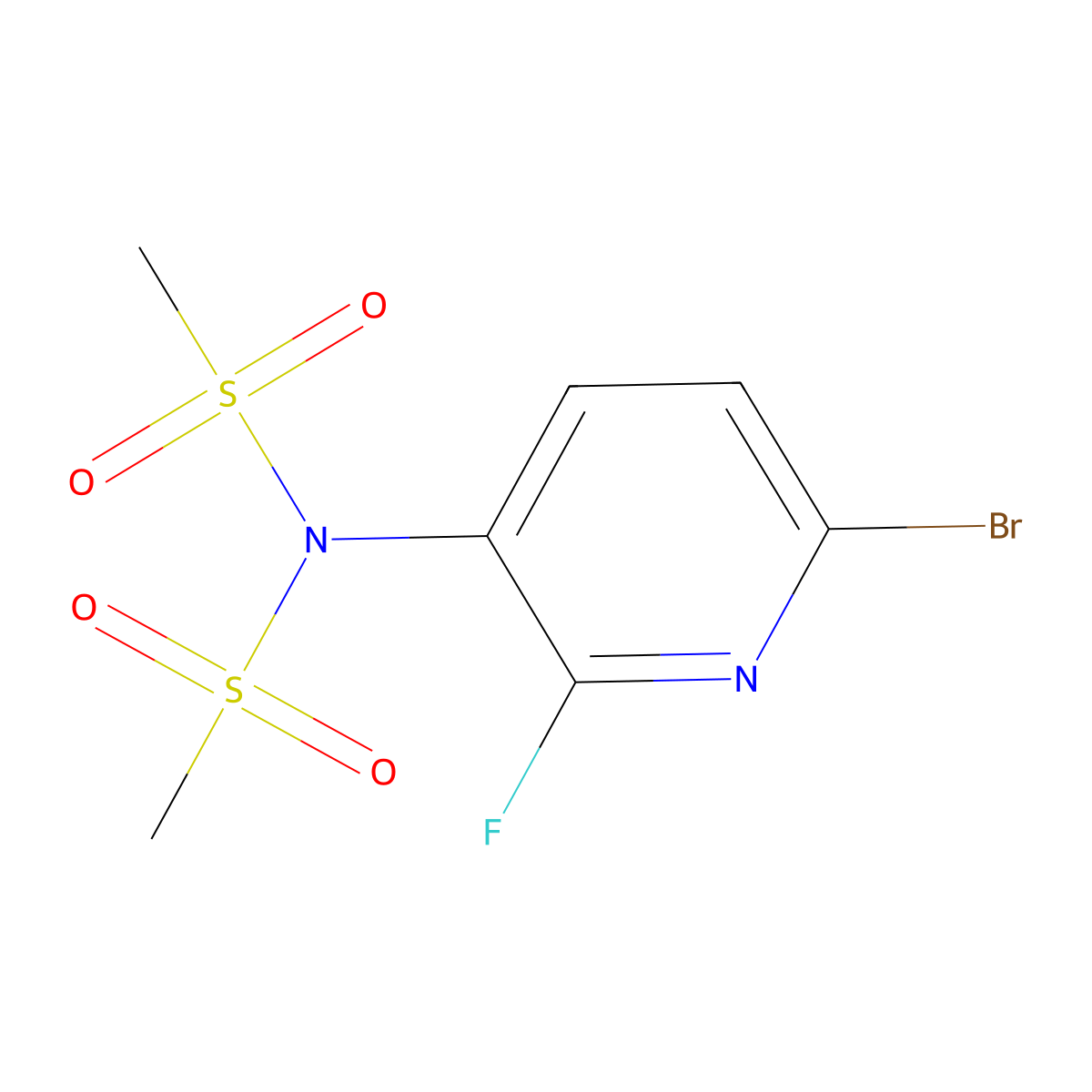 N-(6-Bromo-2-fluoropyridin-3-yl)-N-(methylsulfonyl)methanesulfonamide molecular structure, CAS 2643340-59-2