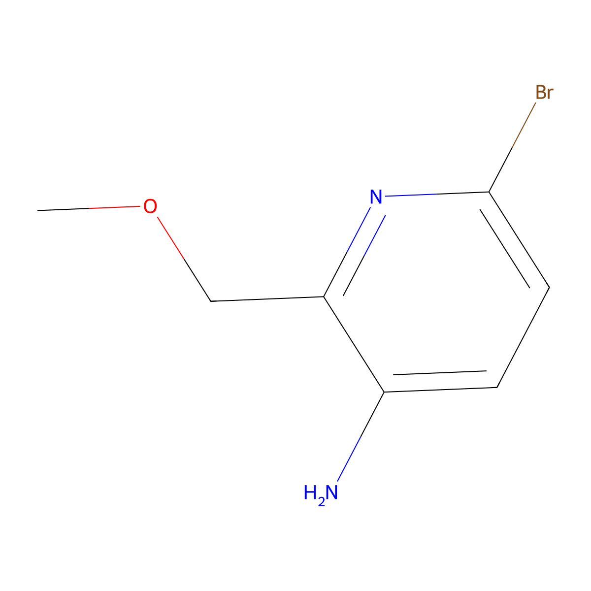 6-Bromo-2-(methoxymethyl)-3-pyridinamine molecular structure, CAS 2643340-82-1