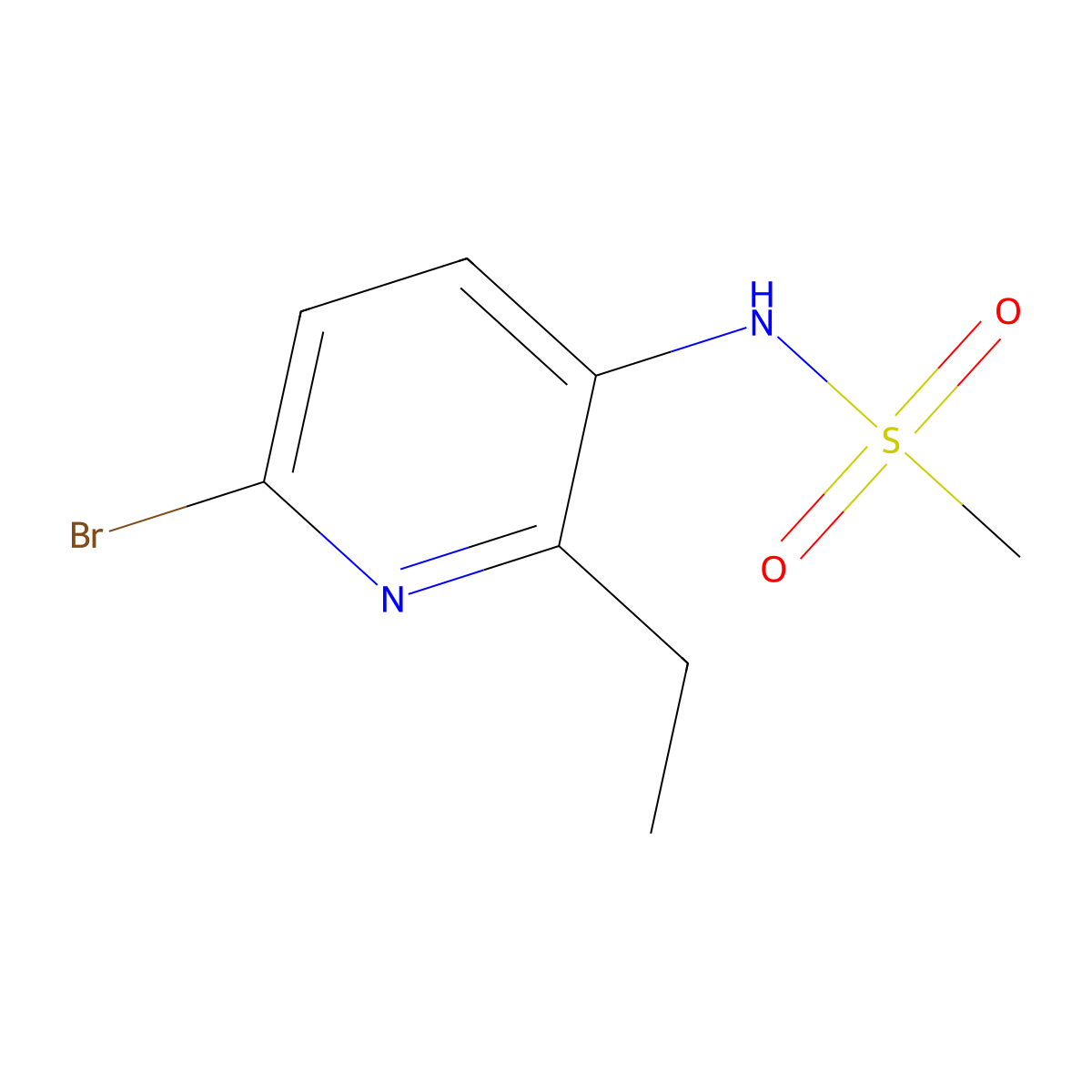 N-(6-bromo-2-ethylpyridin-3-yl)methanesulfonamide molecular structure, CAS 2643340-89-8