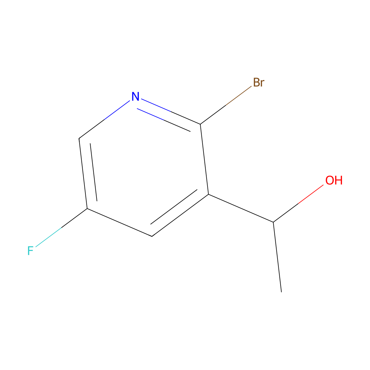1-(2-Bromo-5-fluoropyridin-3-yl)ethan-1-ol molecular structure, CAS 2643341-31-3