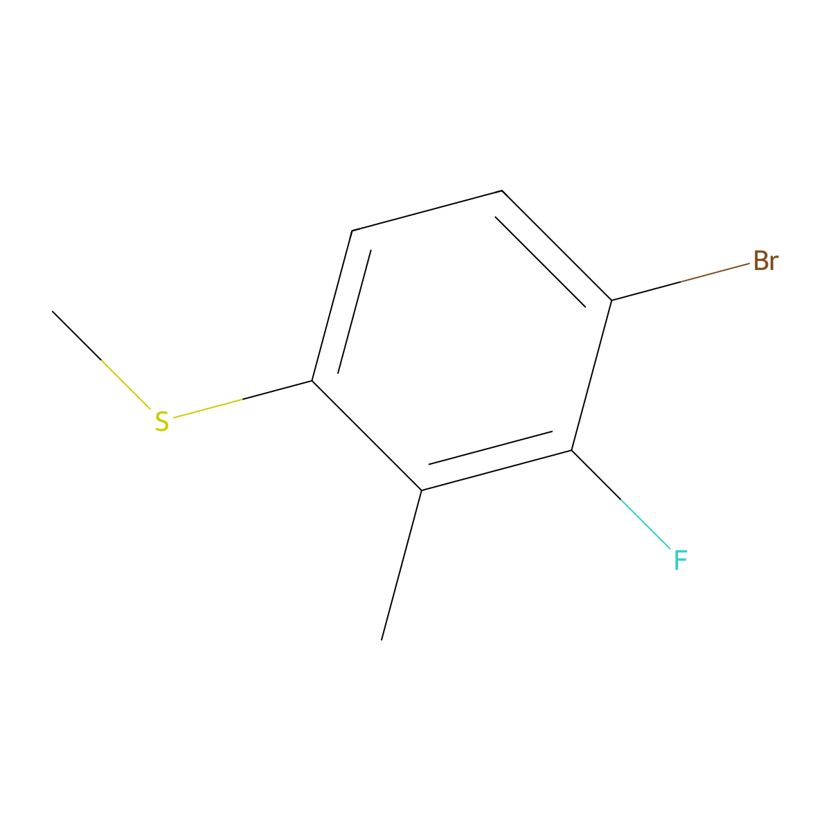 (4-Bromo-3-fluoro-2-methylphenyl)(methyl)sulfane molecular structure, CAS 2643367-49-9