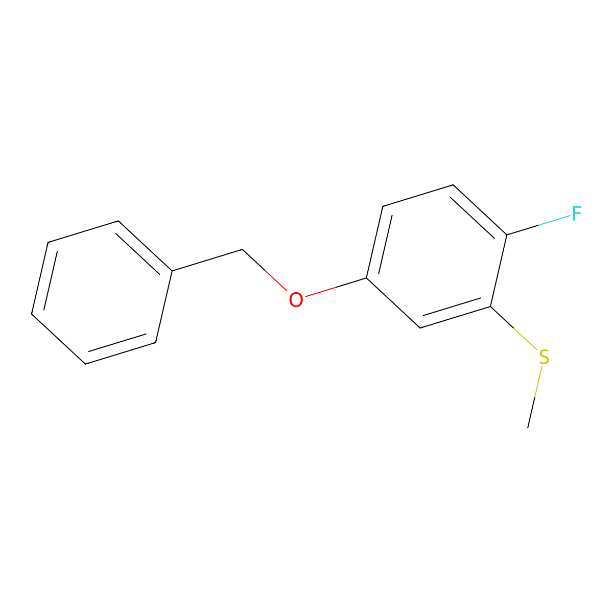 (5-(BenZyloxy)-2-fluorophenyl)(methyl)sulfane molecular structure, CAS 2643367-60-4