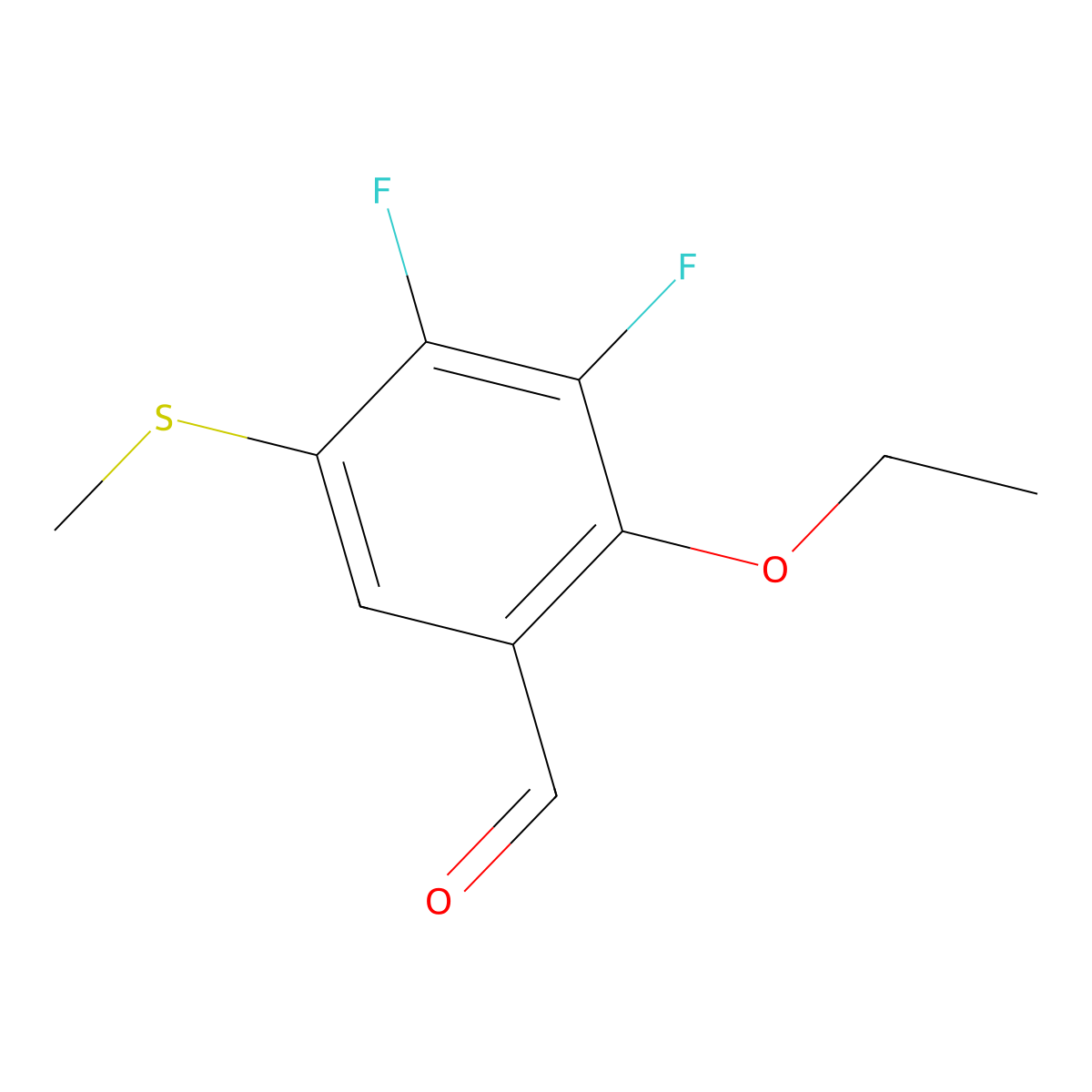 2-Ethoxy-3,4-difluoro-5-(methylthio)benZaldehyde molecular structure, CAS 2643367-69-3