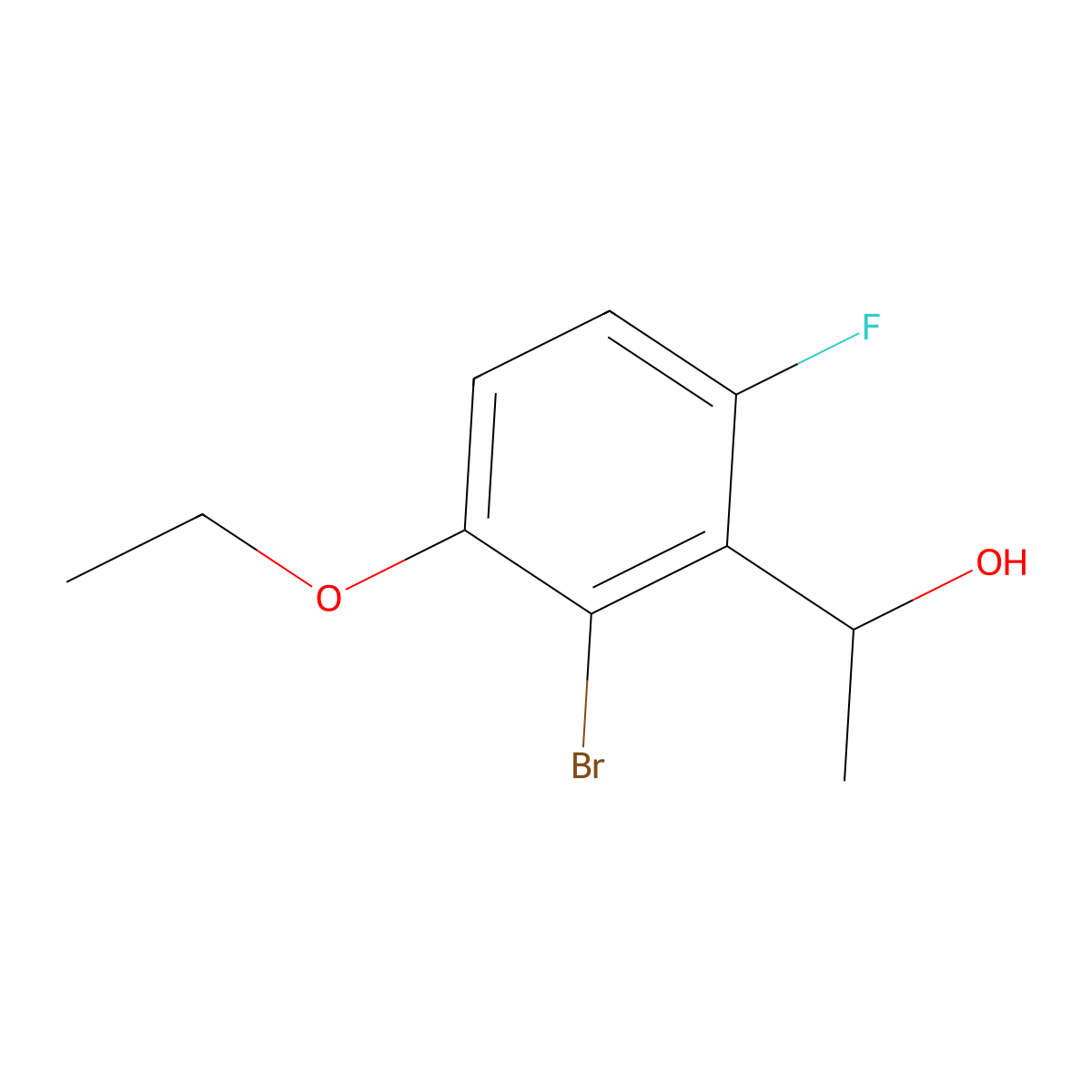 1-(2-Bromo-3-ethoxy-6-fluorophenyl)ethanol molecular structure, CAS 2643367-70-6