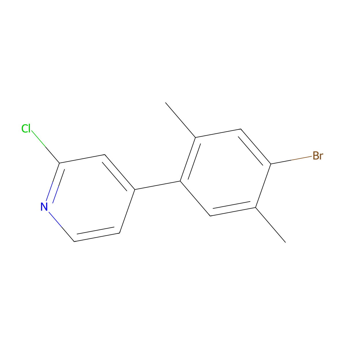 4-(4-Bromo-2,5-dimethylphenyl)-2-chloropyridine molecular structure, CAS 2643367-73-9