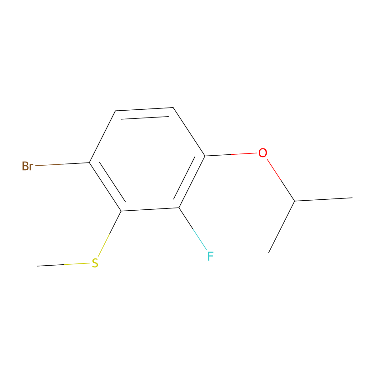 (6-Bromo-2-fluoro-3-isopropoxyphenyl)(methyl)sulfane molecular structure, CAS 2643367-76-2