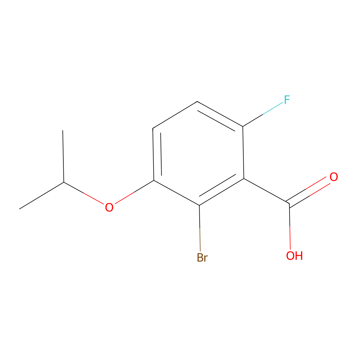 2-Bromo-6-fluoro-3-isopropoxybenZoic acid molecular structure, CAS 2643367-86-4