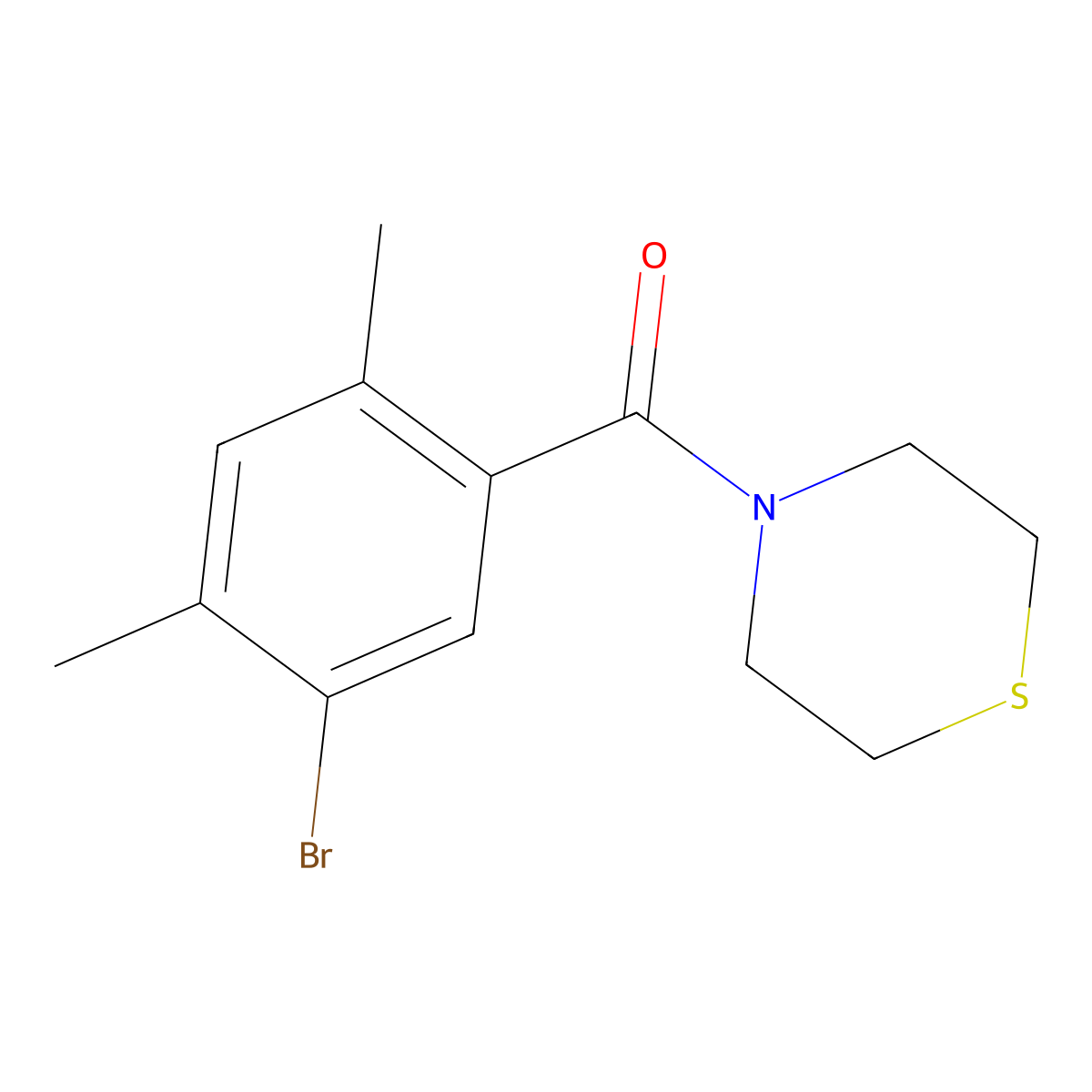 (5-Bromo-2,4-dimethylphenyl)(thiomorpholino)methanone molecular structure, CAS 2643367-87-5