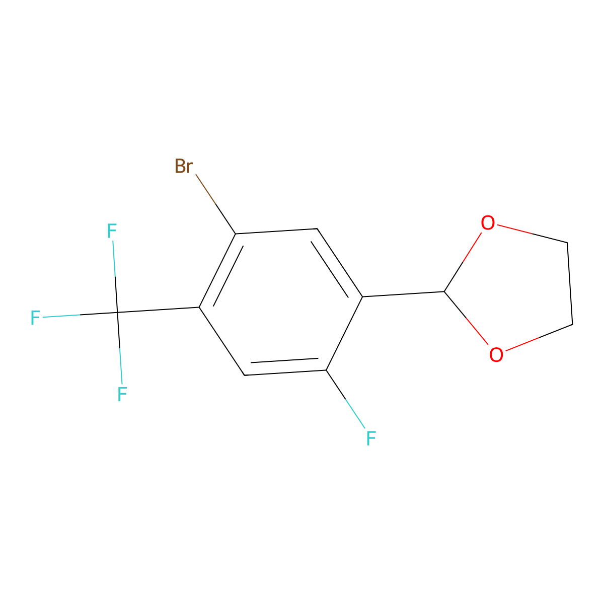 2-(5-Bromo-2-fluoro-4-(trifluoromethyl)phenyl)-1,3-dioxolane molecular structure, CAS 2643367-88-6
