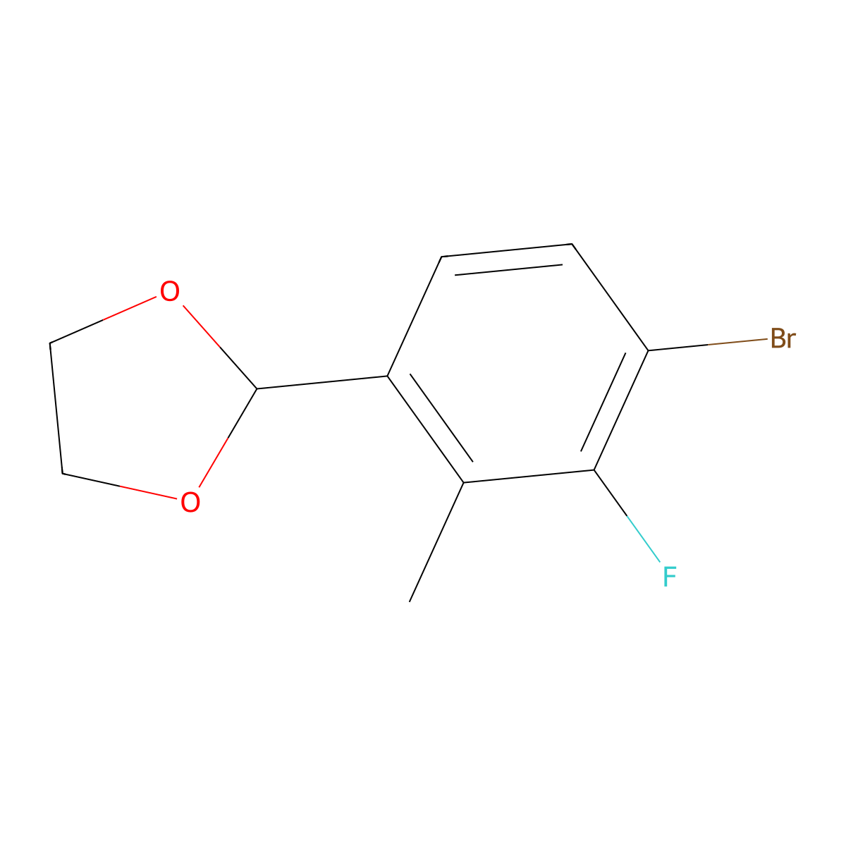 2-(4-Bromo-3-fluoro-2-methylphenyl)-1,3-dioxolane molecular structure, CAS 2643367-92-2