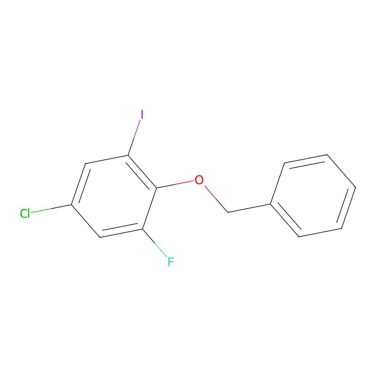 2-(BenZyloxy)-5-chloro-1-fluoro-3-iodobenZene molecular structure, CAS 2643367-96-6