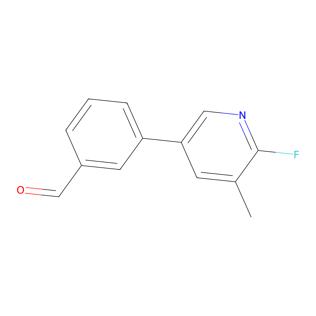 3-(6-Fluoro-5-methylpyridin-3-yl)benzaldehyde molecular structure, CAS 2643367-98-8