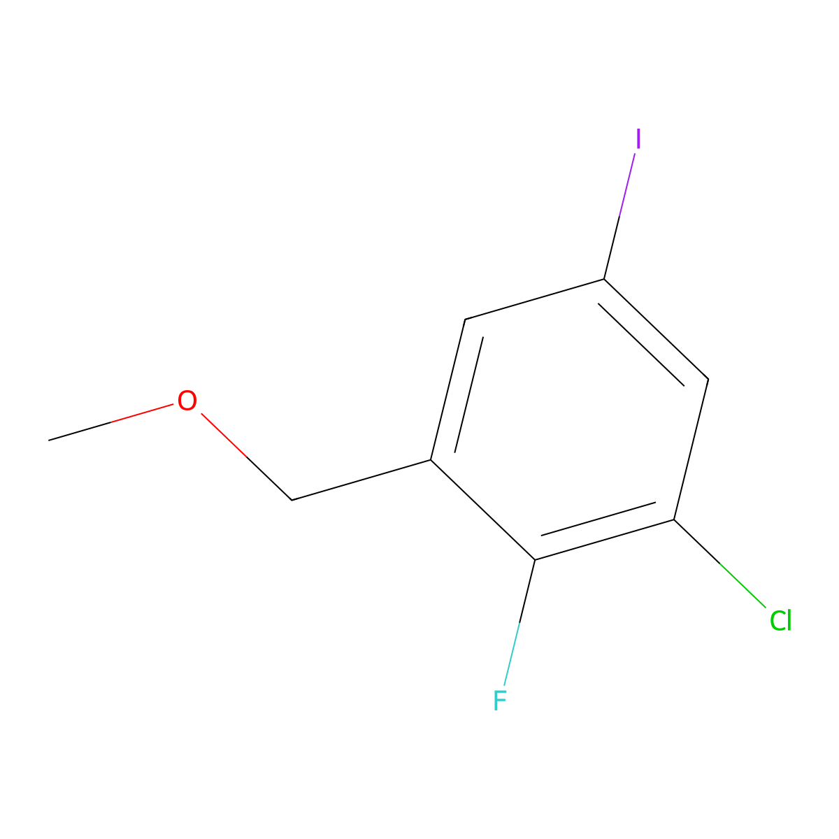 1-Chloro-2-fluoro-5-iodo-3-(methoxymethyl)benzene molecular structure, CAS 2643368-07-2