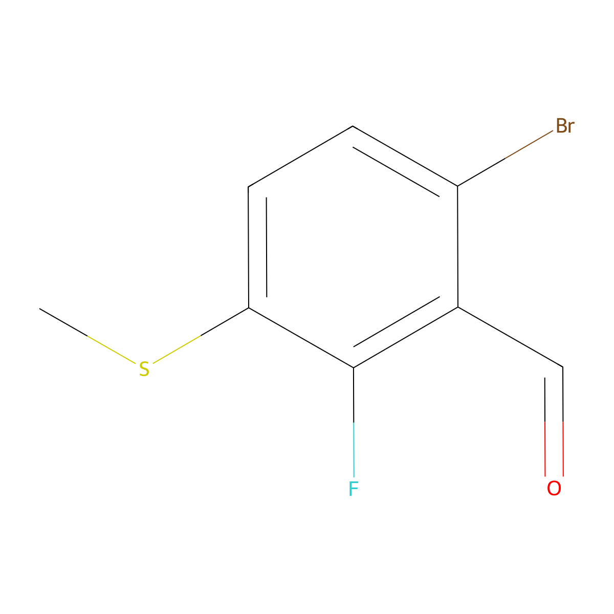 6-Bromo-2-fluoro-3-(methylthio)benZaldehyde molecular structure, CAS 2643368-08-3