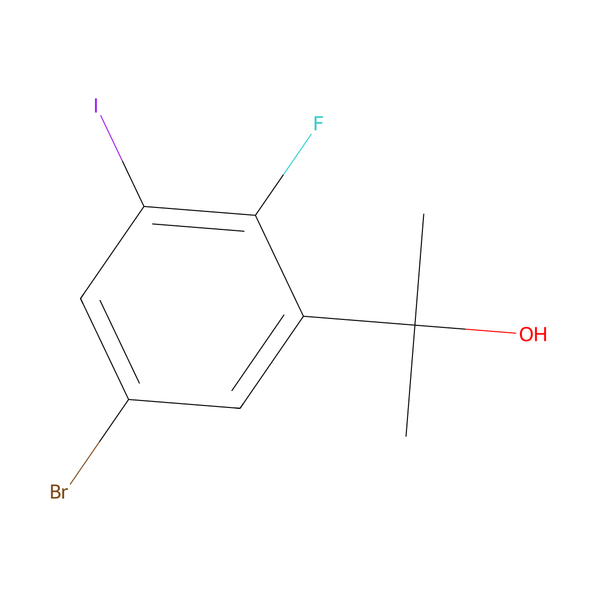 2-(5-Bromo-2-fluoro-3-iodophenyl)propan-2-ol molecular structure, CAS 2643368-11-8