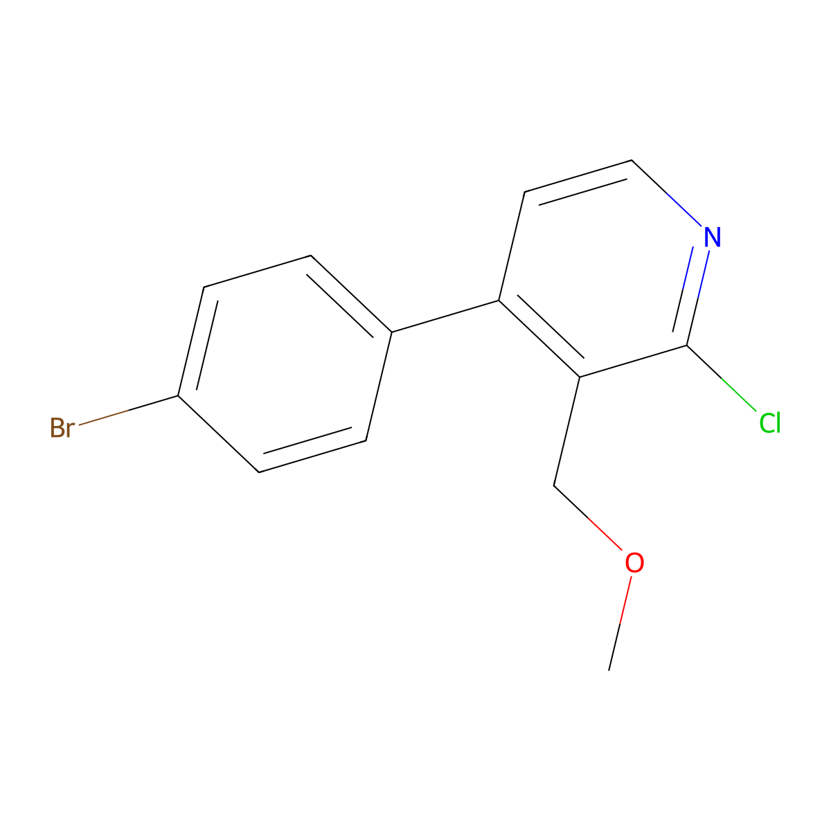 4-(4-Bromophenyl)-2-chloro-3-(methoxymethyl)pyridine molecular structure, CAS 2643368-12-9