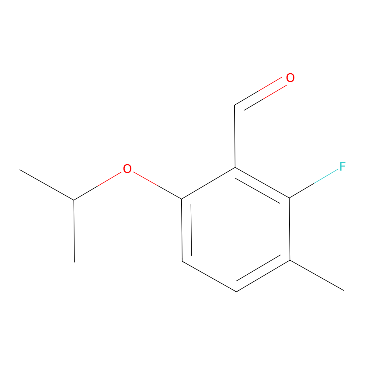 2-Fluoro-6-isopropoxy-3-methylbenzaldehyde molecular structure, CAS 2643368-16-3