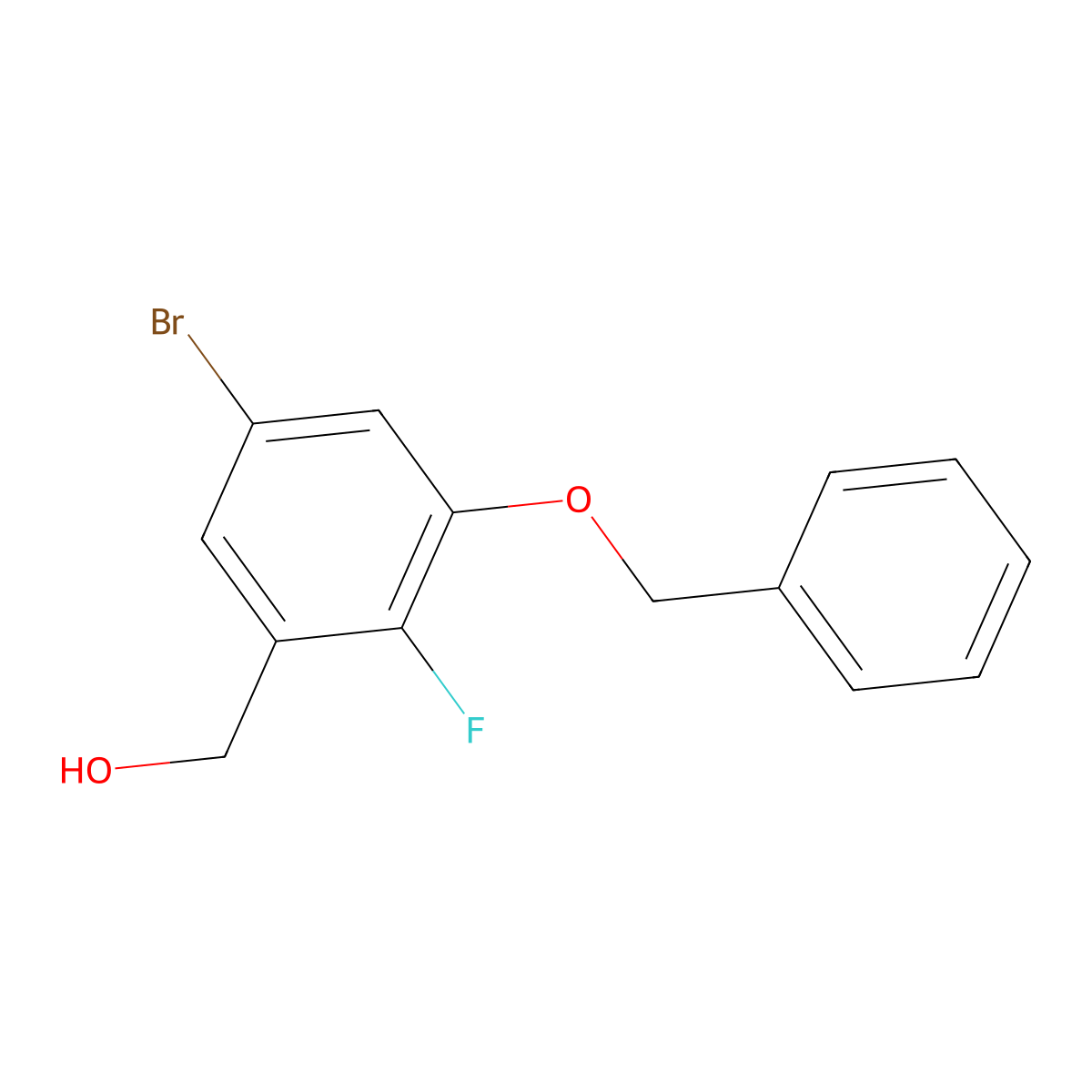 (3-(Benzyloxy)-5-bromo-2-fluorophenyl)methanol molecular structure, CAS 2643368-17-4
