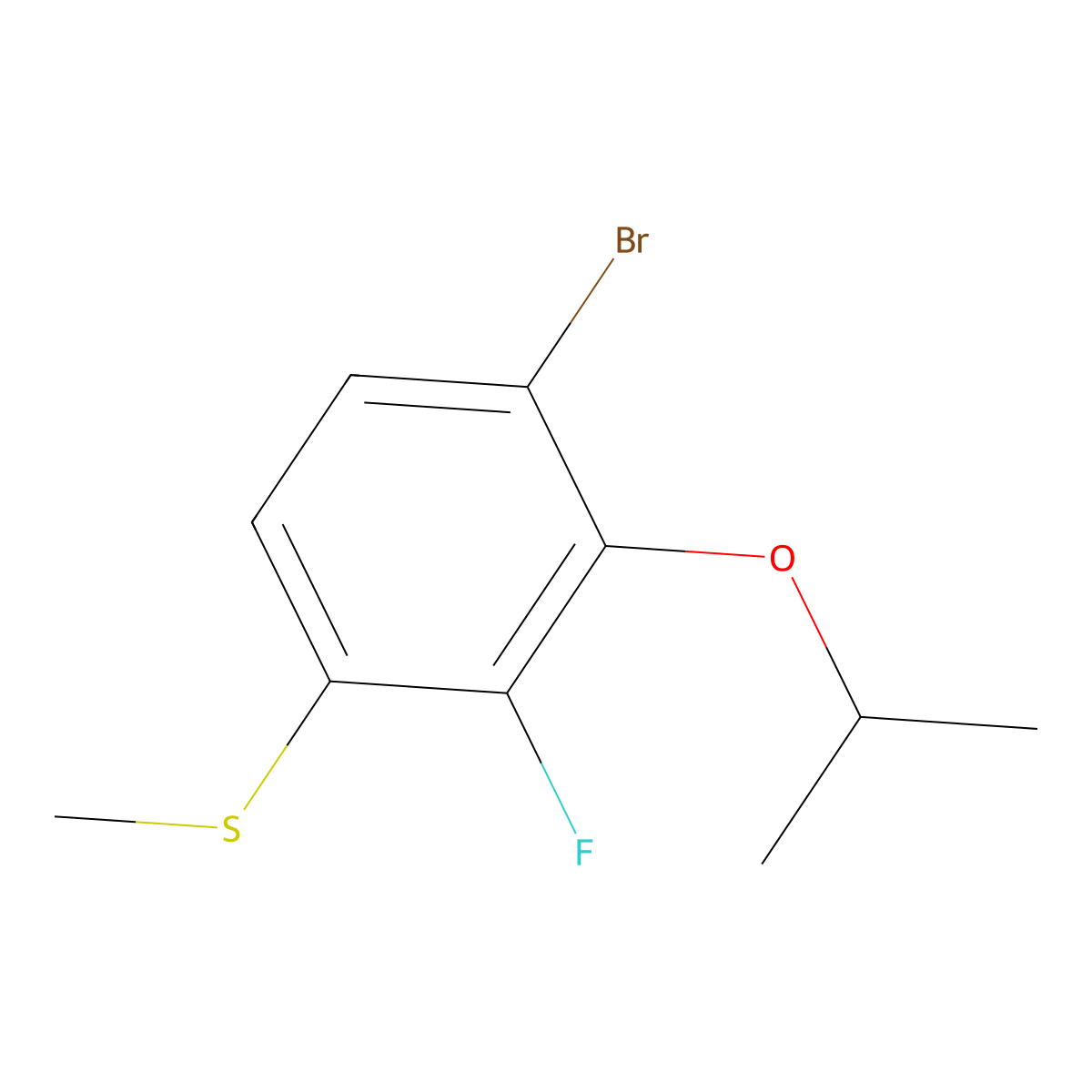 (4-Bromo-2-fluoro-3-isopropoxyphenyl)(methyl)sulfane molecular structure, CAS 2643368-30-1
