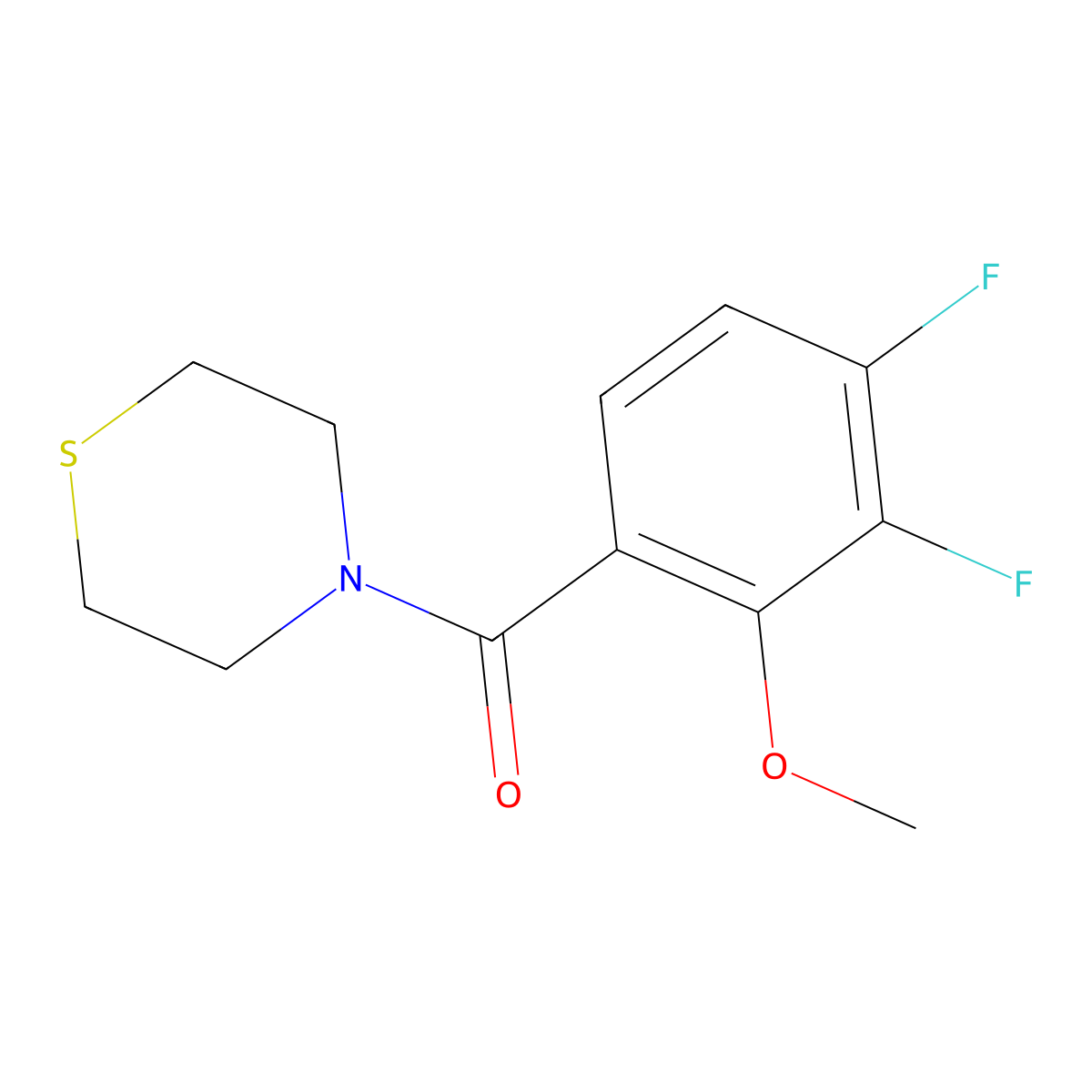 (3,4-Difluoro-2-methoxyphenyl)(thiomorpholino)methanone molecular structure, CAS 2643368-32-3