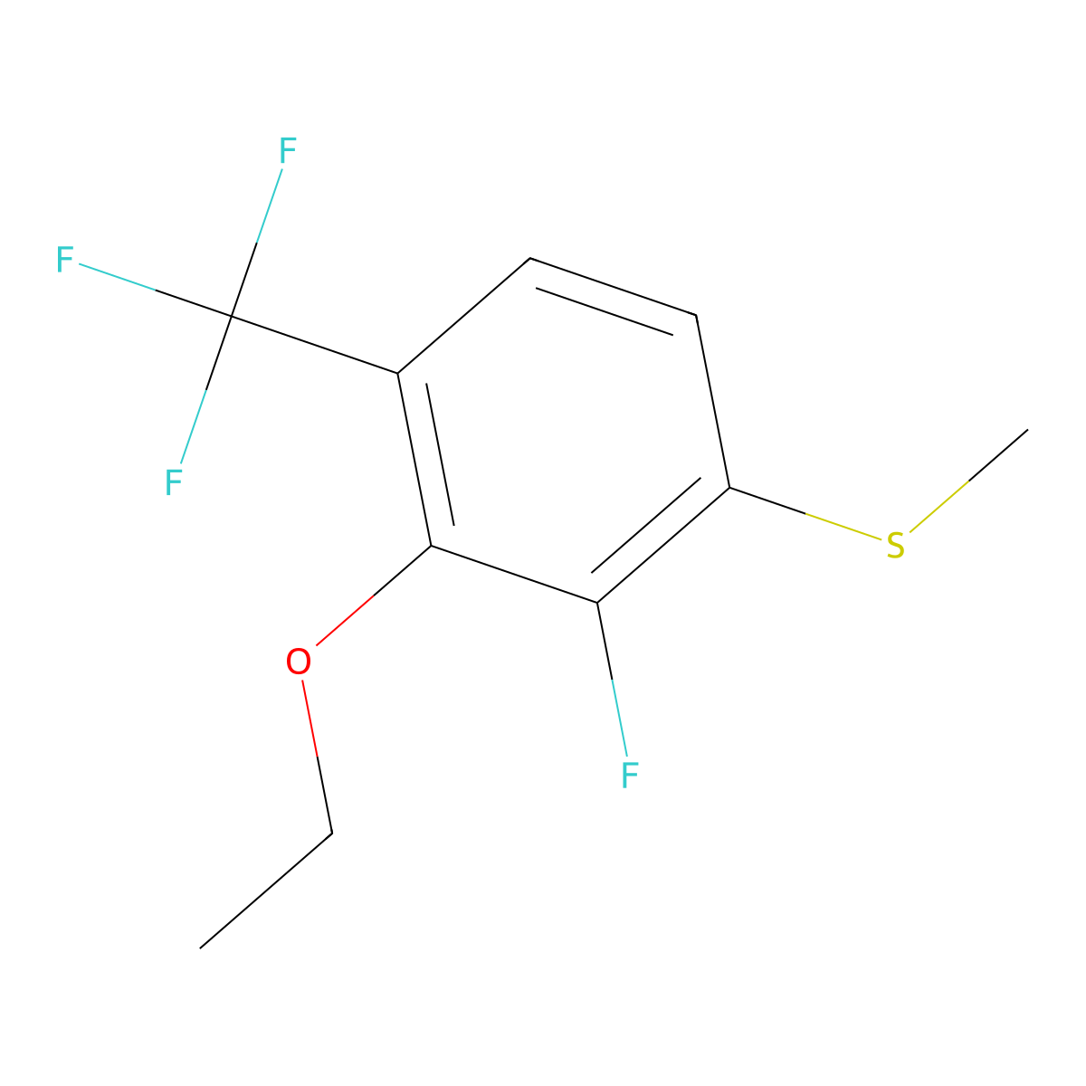 (3-Ethoxy-2-fluoro-4-(trifluoromethyl)phenyl)(methyl)sulfane molecular structure, CAS 2643368-33-4