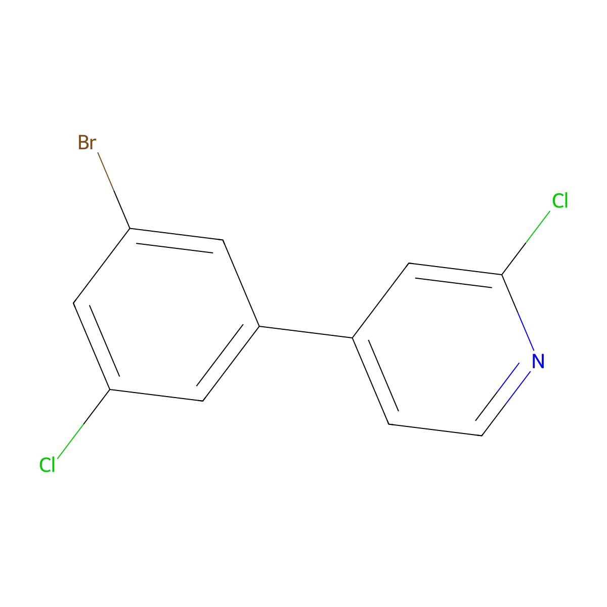 4-(3-Bromo-5-chlorophenyl)-2-chloropyridine molecular structure, CAS 2643368-36-7