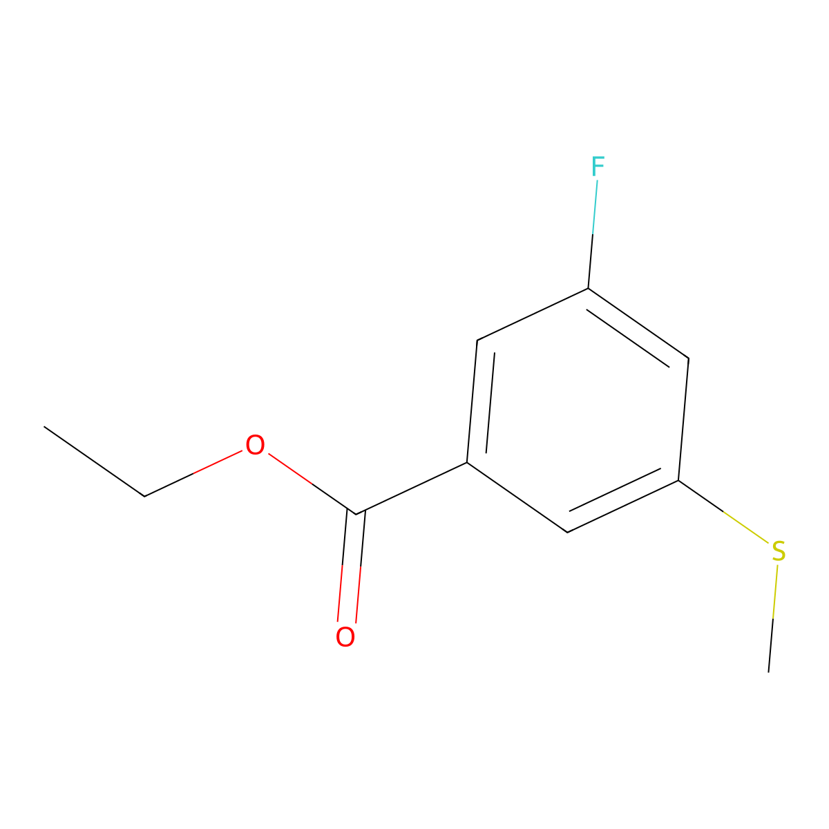 Ethyl 3-fluoro-5-(methylthio)benzoate molecular structure, CAS 2643368-38-9