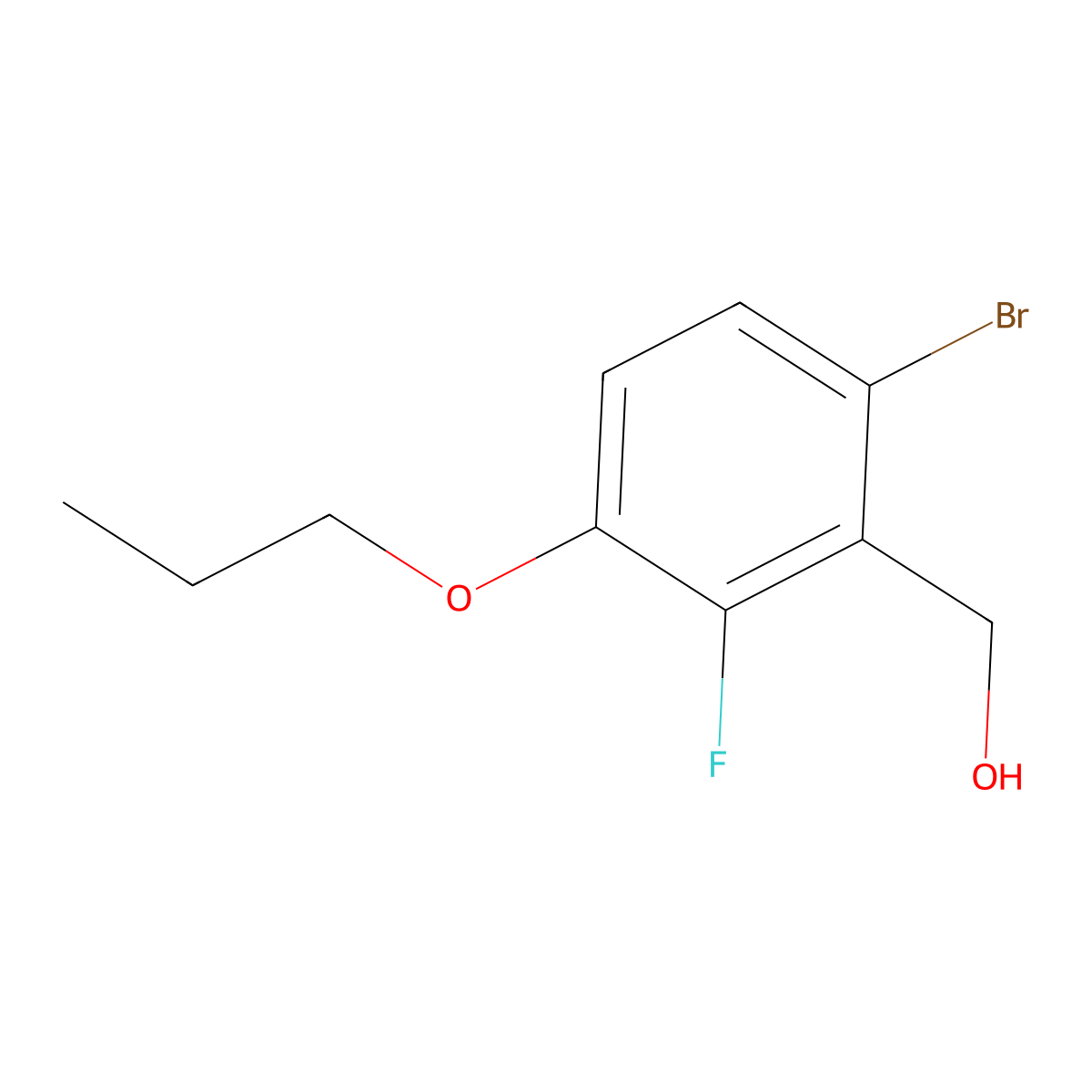 (6-Bromo-2-fluoro-3-propoxyphenyl)methanol molecular structure, CAS 2643368-46-9