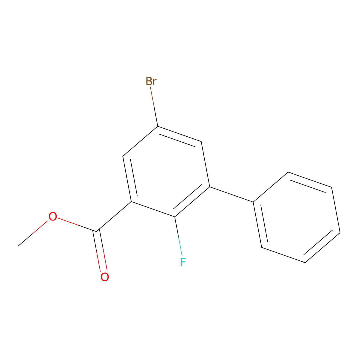 Methyl 5-bromo-2-fluoro-[1,1'-biphenyl]-3-carboxylate molecular structure, CAS 2643368-48-1