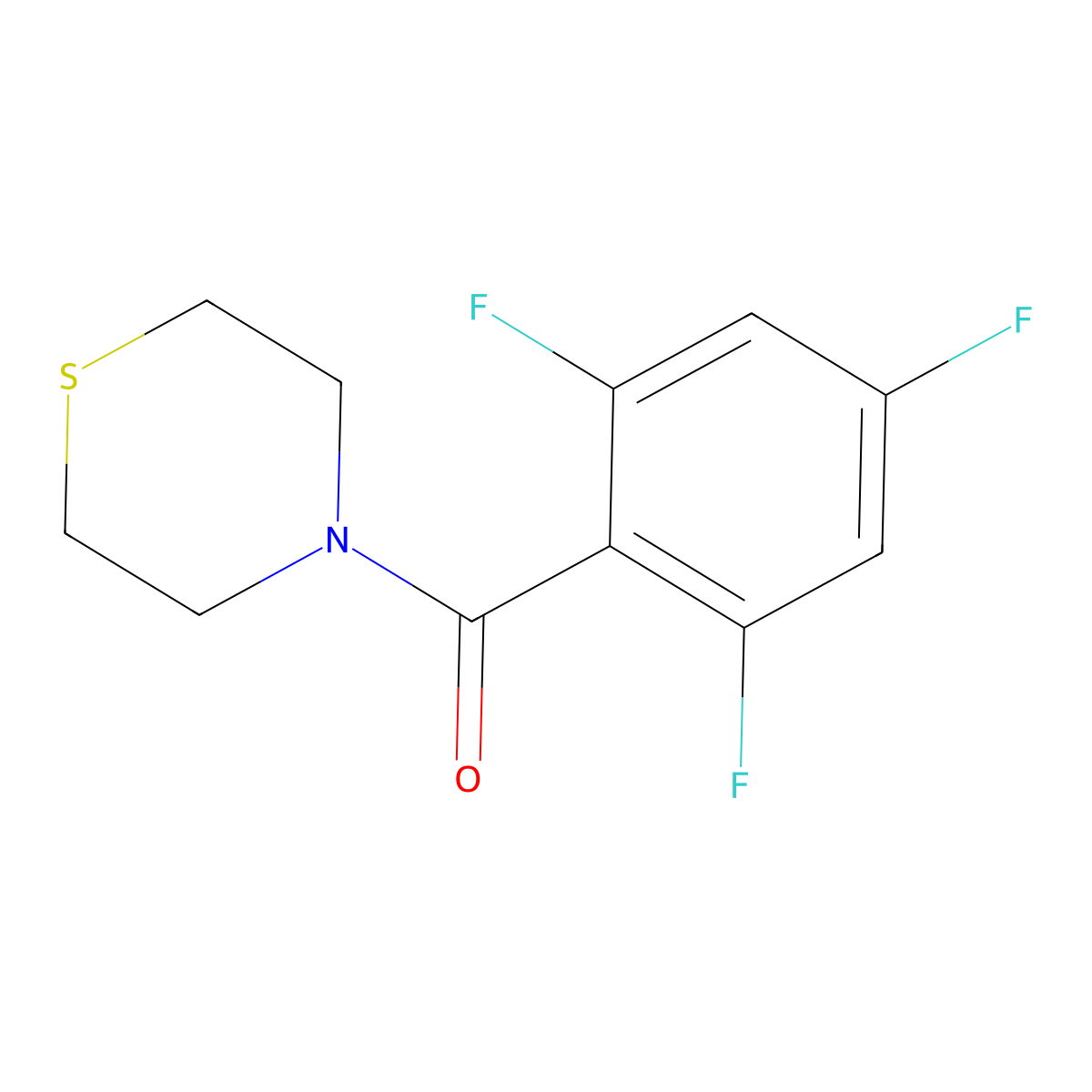 Thiomorpholino(2,4,6-trifluorophenyl)methanone molecular structure, CAS 2643368-49-2