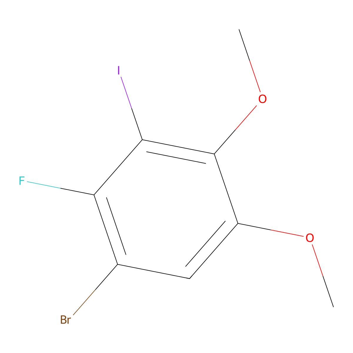 1-Bromo-2-fluoro-3-iodo-4,5-dimethoxybenzene molecular structure, CAS 2643368-55-0