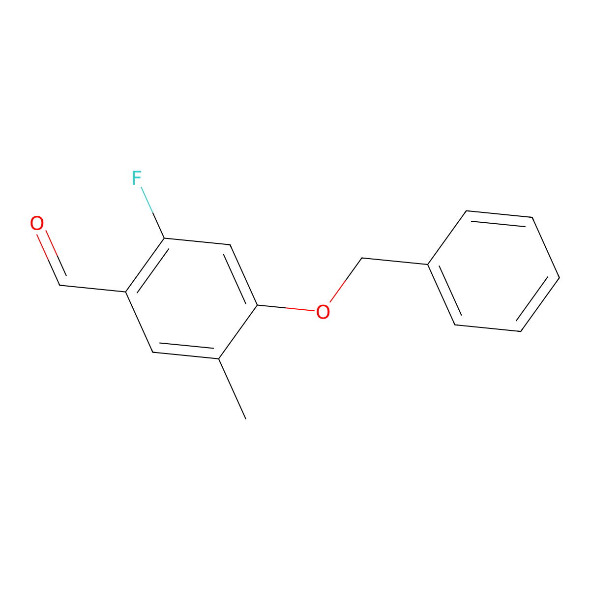 4-(Benzyloxy)-2-fluoro-5-methylbenzaldehyde molecular structure, CAS 2643368-57-2