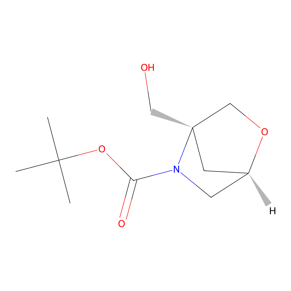 Tert-butyl (1R,4S)-4-(hydroxymethyl)-2-oxa-5-azabicyclo[2.2.1]heptane-5-carboxylate molecular structure, CAS 2643374-05-2