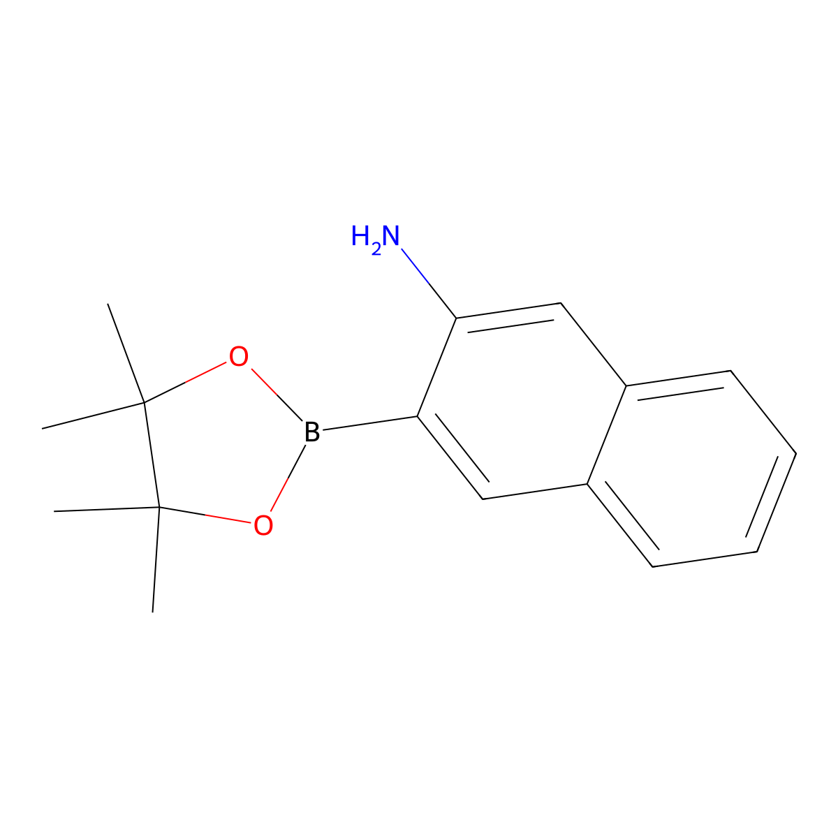 3-(4,4,5,5-Tetramethyl-1,3,2-dioxaborolan-2-YL)naphthalen-2-amine molecular structure, CAS 2643390-18-3