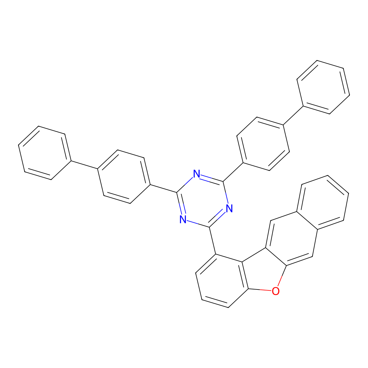 2-Benzo[B]naphtho[2,3-D]furan-1-YL-4,6-bis([1,1'-biphenyl]-4-YL)-1,3,5-triazine molecular structure, CAS 2643416-98-0