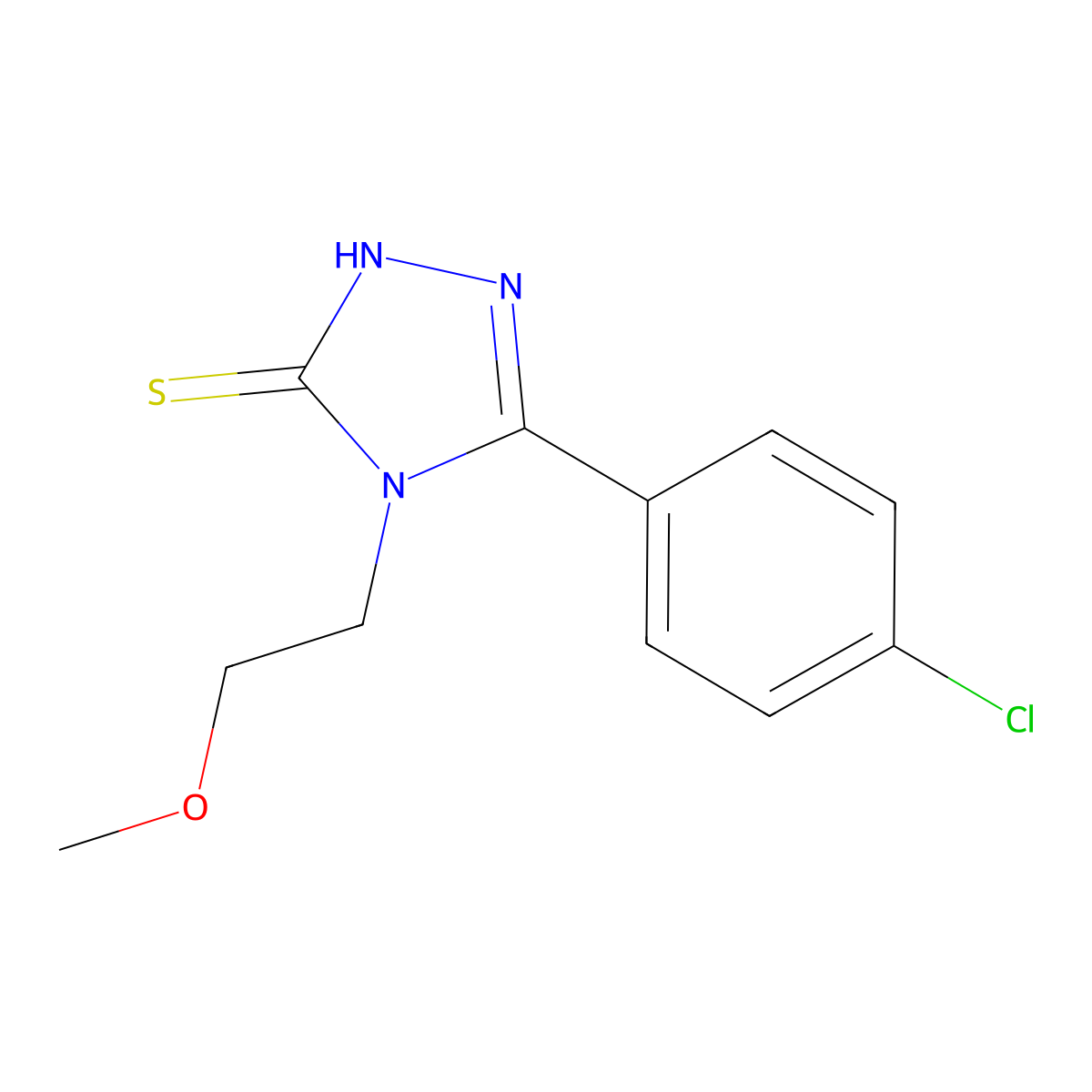 5-(4-chlorophenyl)-4-(2-methoxyethyl)-4H-1,2,4-triazole-3-thiol molecular structure, CAS 26438-54-0