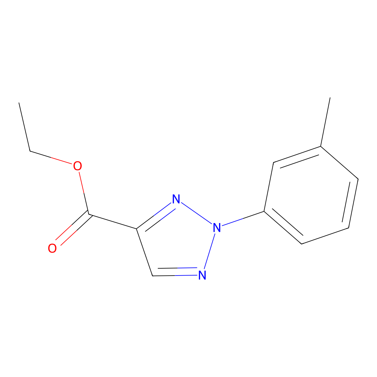 Ethyl 2-(3-methylphenyl)-2H-1,2,3-triazole-4-carboxylate molecular structure, CAS 2643965-25-5