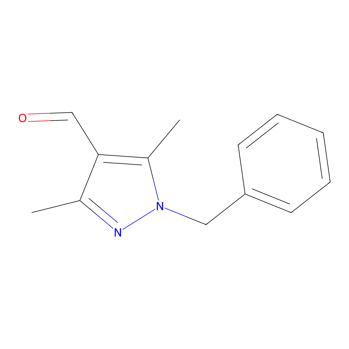 1-Benzyl-3,5-dimethyl-1H-pyrazole-4-carbaldehyde molecular structure, CAS 2644-94-2